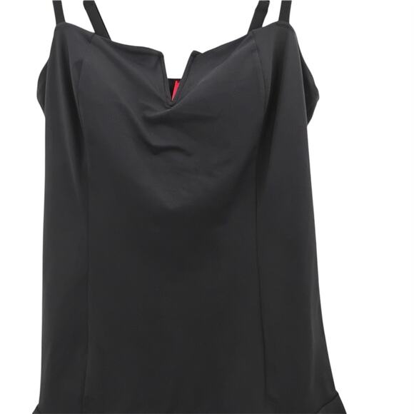 Spanx One Piece Ruffle Swim Dress Black Slimming Shaping Swimsuit Size 14 - Picture 2 of 5